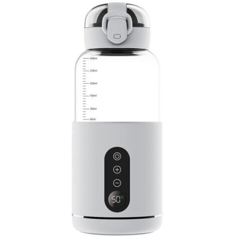 Chauffe-biberon, sans fil et portable, température réglable, adapté aux voyages, extérieur, voiture, avion - Blanc (300 ml)