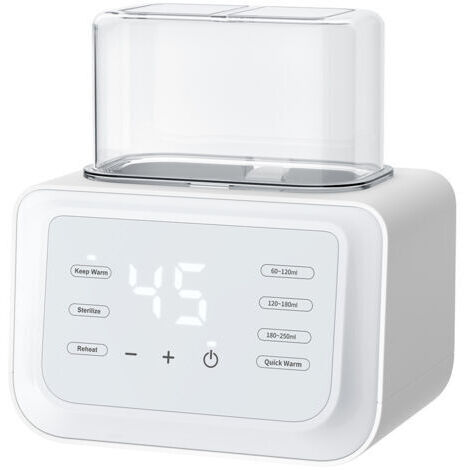 Chauffe Biberon, Stérilisateur Biberons 3-En-1 Réchauffeur Rapide Pour Aliments Pour Bébés et Dégivrage Réchauffeur Sans BPA Avec écran LCD ContrôLe Précis De La Température (Blanccrème)