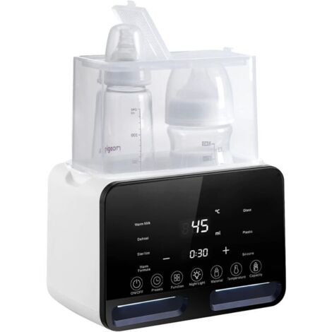 Chauffe-biberon Stérilisateur pour Bébés 7-en-1 Chauffe-lait, Dégivrage Réchauffeur Rapide Pour Aliments avec Veilleuse Grand Écran LCD, Chauffage des Aliments pour biberons