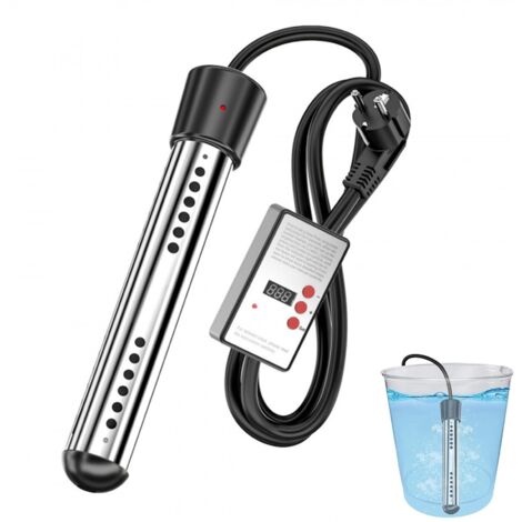 Chauffe-Eau À Immersion 2000W, Acier Inoxydable 304,Chauffe-Baignoire, Indicateur de Température, Chauffe-Eau À Immersion Électrique,Minuterie d'arrêt Automatique, Modèle À Température Constante (A)