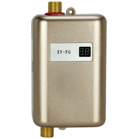 Chauffe-Eau Electrique 220V-240v 3800W Chauffe-Eau Instantané Convient pour convertir de l'Eau Froide en Eau Chaude Température de Débit d'Eau Réglable pour Cuisine Salle de Bain(Red)
