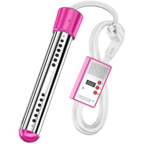 Chauffe-eau électrique à immersion 3000 W pour usage domestique, haute puissance, submersible, pour piscine et baignoire, avec thermostat et arrêt automatique - UE - Rose