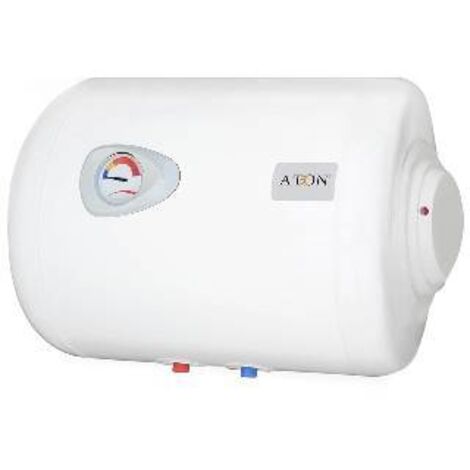 Chauffe-eau électrique horizontal 50L – Chaudière vitrifiée – Anode en magnésium – Résistance à vis – Joint diélectrique pour protection – Aton