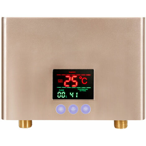Chauffe-eau électrique instantané, mini intelligent inverter thermostat petit chauffe-eau commande tactile + télécommande grand écran couleur 3000W norme européenne 220V,Gold