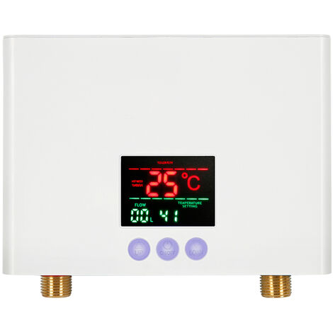 Chauffe-eau électrique instantané mini intelligent inverter thermostat petit chauffe-eau commande tactile + télécommande grand écran couleur 3000W norme européenne 220V