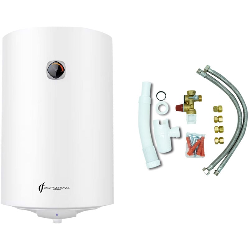 Sannover - Chauffe Eau Electrique Mural Vertical Blindé Bypso 50 Litres + Kit d'Installation Complet nf