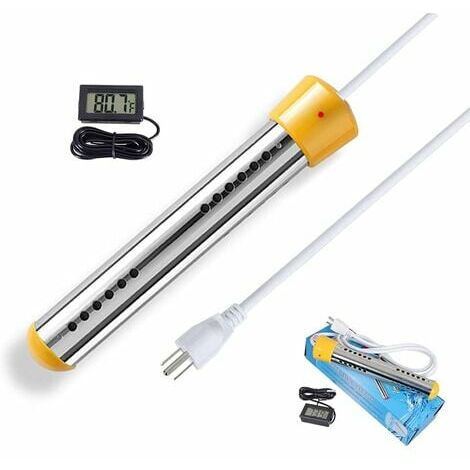 Chauffe-eau électrique portable 1500 W avec protection en acier inoxydable, chauffe-eau submersible pour piscine, chauffe-eau à seau