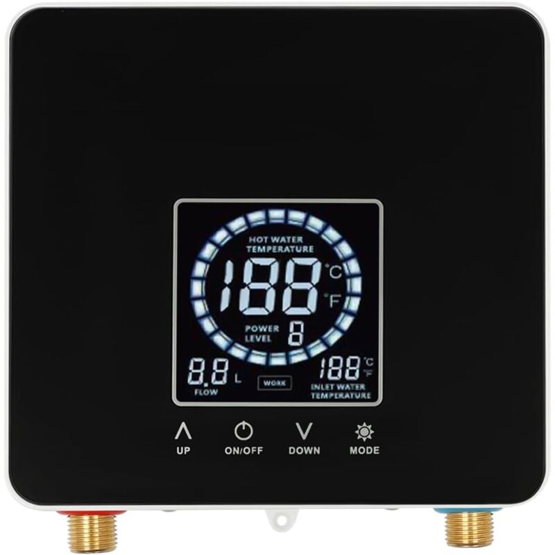 Chauffe-eau Électrique Sans réservoir 7,5 kw 220V, Chauffe-Eau Instantané au Point d'Utilisation avec Affichage Numérique à led, Fonction Mémoire