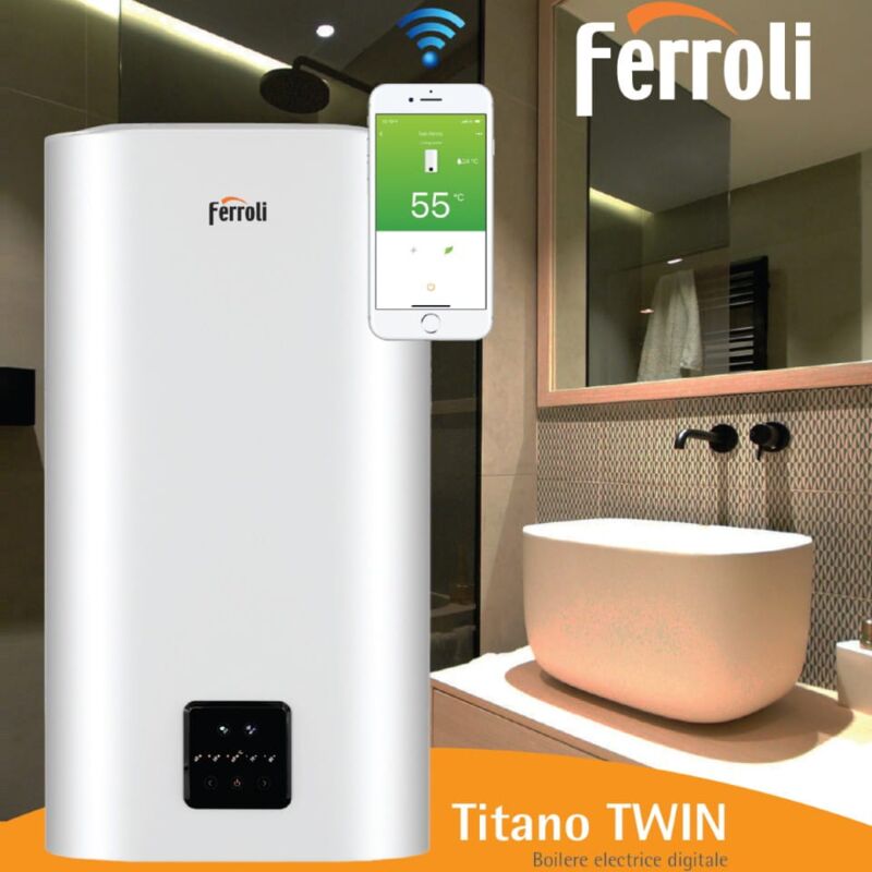 Ferroli - Chauffe-eau électrique plat Titano Twin 100 litres
