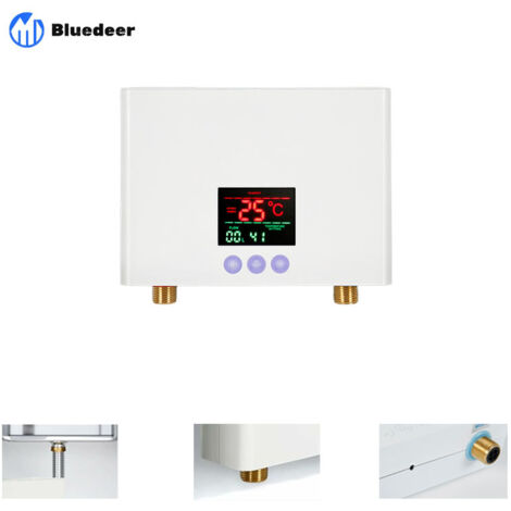 Chauffe eau électrique,mewmewcat Chauffe-Eau Instantané 3KW Mini Chauffe-Eau Électrique Sans Réservoir Mural avec Affichage LED Réglage de la Température à 3 Niveaux Télécommande pour Maison Cuisine