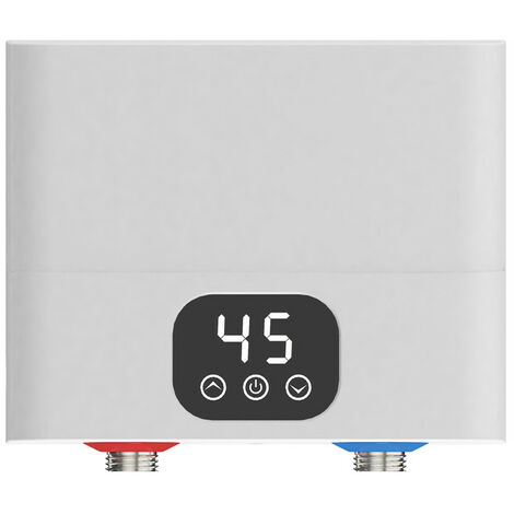 Chauffe-eau électriques 220V 5500W Mini Chauffe-eau Instantané 3 Secondes de Chaleur Rapide Réservoir D'eau Chaude avec Affichage de la Température à LED pour Cuisine, Salle de Bain (Square)