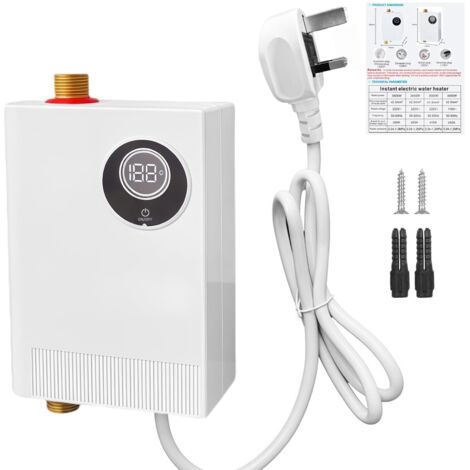 Chauffe-eau instantané 3500W 220V, Mini chauffe-eau instantané avec affichage LED, Chauffe-eau sous évier, Petit chauffe-eau instantané électrique Pour cuisine, salle de bain, lavage