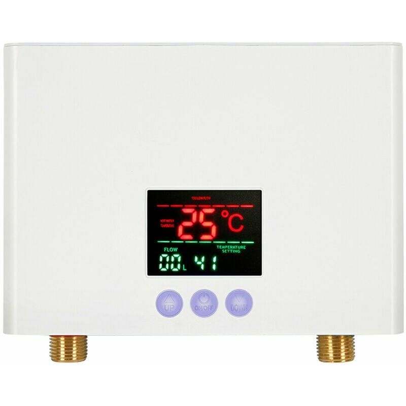 Chauffe-Eau Instantané 3KW Mini Chauffe-Eau Électrique Sans Réservoir Mural avec Affichage LED Réglage de la Température à 3 Niveaux Télécommande