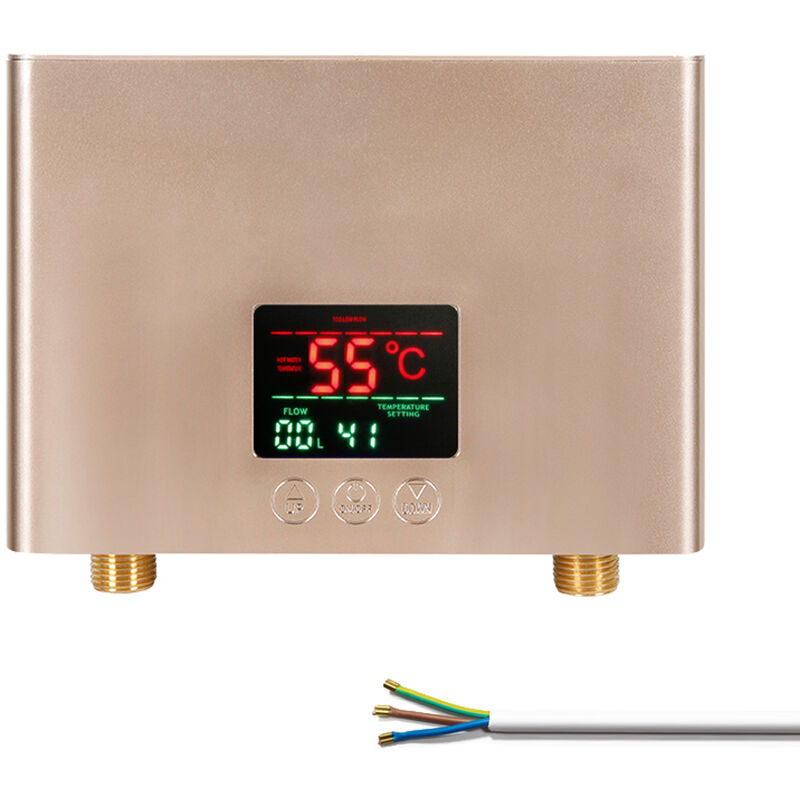 Owsoo - Chauffe-eau instantané 3KW montage mural 30-55℃ large gamme de réglage de la température 3000W pour la maison cuisine salle de bains,or