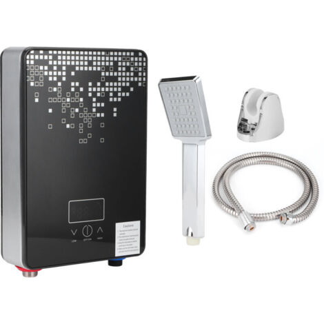 Chauffe-eau instantané 6500W – Tension 220V – Kit douche inclus – Verre trempé et acier inoxydable – Température maximale 55℃