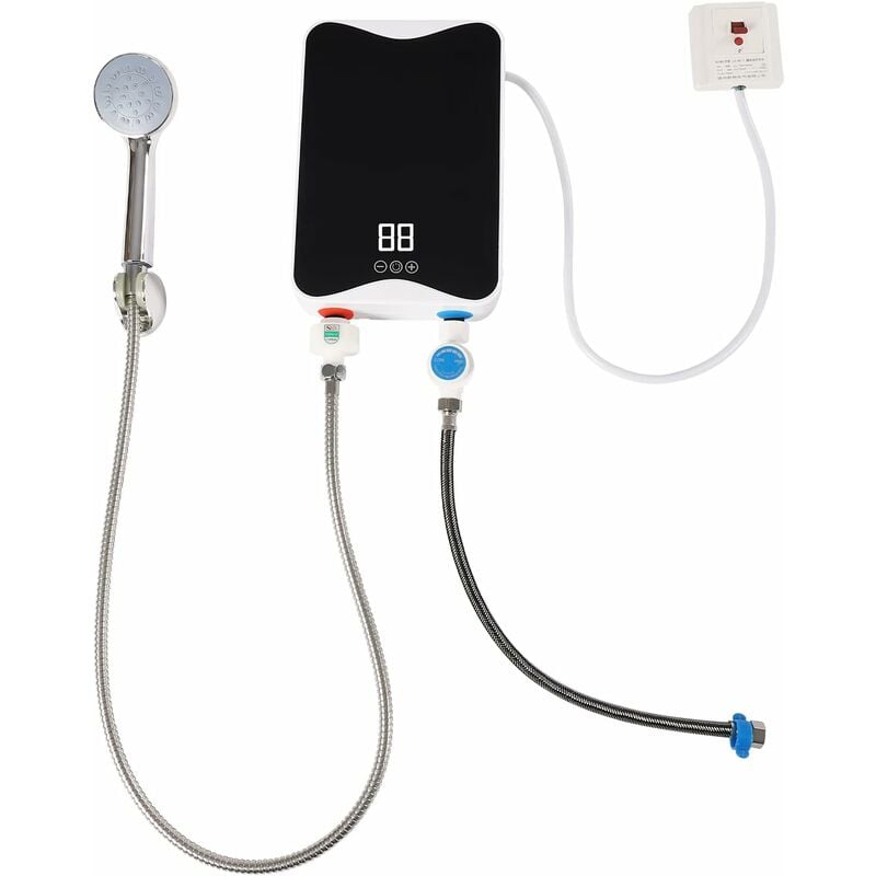 Gojoy - Chauffe-eau instantané électronique 220V 5500W, Mini électronique chauffe-eau, pommeau de douche, led display, Facile à Installer