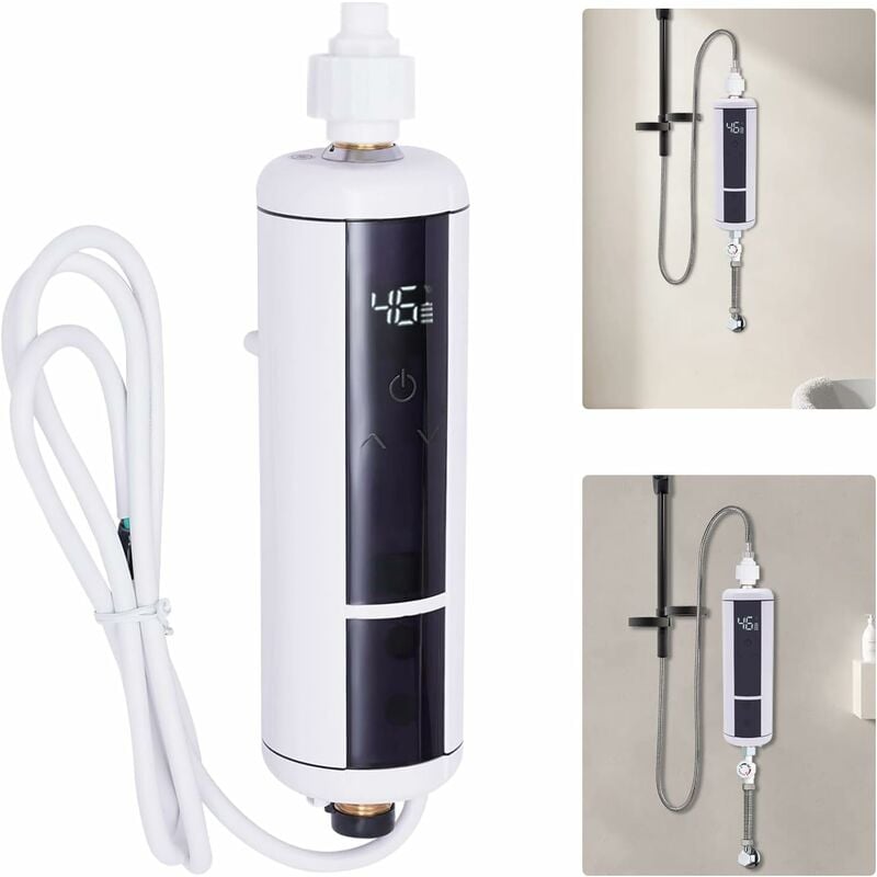 Chauffe-eau instantanée électrique led Mini chauffe-eau instantané 3500 w Chauffe-eau sans réservoir pour salle de bain cuisine (blanc)