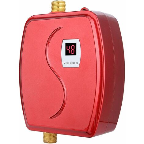 Chauffe-eau instantané,Mini chauffe-eau électrique sans réservoir, 220V 3000W avec capteur de température intégré bouton tactile pour douche de salle de bain (EU) (rouge)
