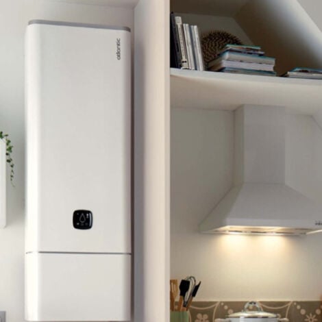 Chauffe-eau plat multi postions  ATLANTIC LINEO stéatite connecté  80L Blanc - 157209