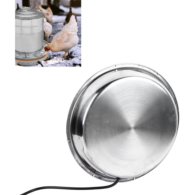 Chauffe-eau pour poulets en acier inoxydable avec base chauffante résistante aux morsures pour l'hiver Prise ue 220V- Trimec
