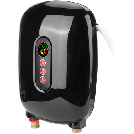 Chauffe-eau sans réservoir Écran tactile LCD Chauffe-eau électrique instantané Salle de bain 220-240V (Noir)