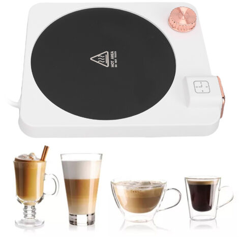 Chauffe-mug électrique 9 niveaux de température avec minuteur arrêt automatique pour café thé lait sur bureau blanc US Plug 110V ABS PP taille 11.3cm