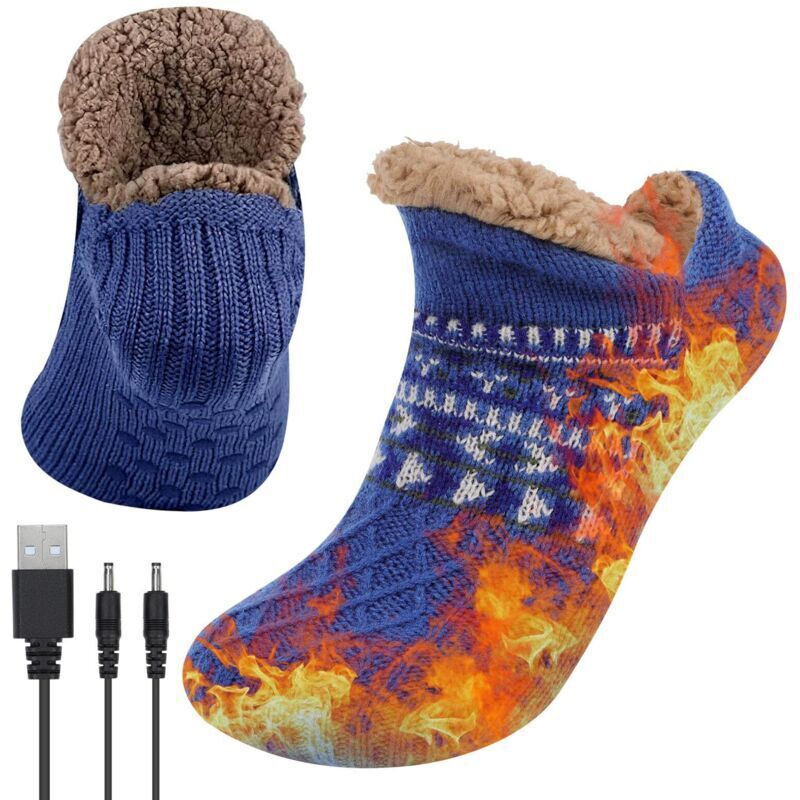 Chaussettes chauffantes électriques pour femme et homme – Semelle antidérapante – Doublure polaire – Taille unique – Confort à la maison et au bureau