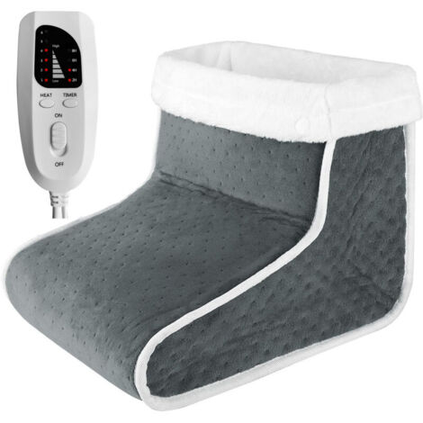 Chauffe Pied Electrique, Chauffe Pieds avec 10 Niveaux de Température & 3 Minuteries, Chaufferette Pieds avec Chauffe-pieds 40-60℃ Réchauffement Rapide, Avable en Machine, Gris