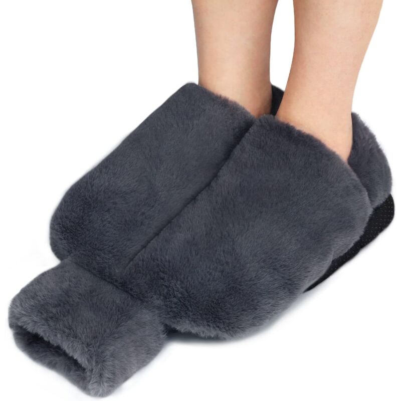 Chauffe-pieds sans électricité, grande bouillotte de 2 l, bouteille chauffe-pieds 2 en 1 pour femme/homme/adulte, coussinets chauffants super doux et