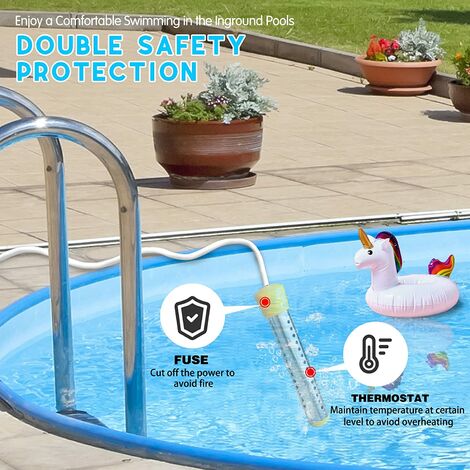 Chauffe-piscine électrique à immersion avec protection en acier inoxydable pour piscines creusées, jaune, une pièce