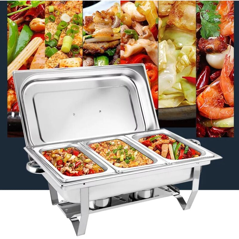 Senderpick - Set de poêles à frire pour buffets 33L en acier inoxydable pour chauffer les aliments de restauration