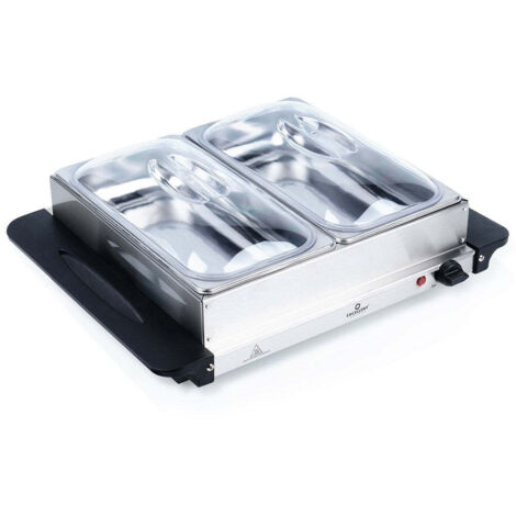 Chauffe plats electrique acier 2 inserts