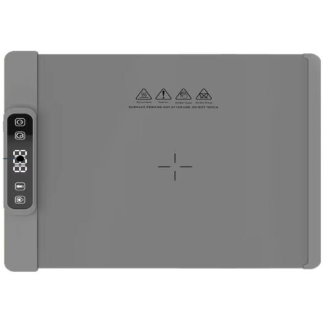 Chauffe-plats, plaque chauffante électrique en silicone, tapis chauffant, 5 réglages de température, minuterie de 1 à 4 heures (gris)