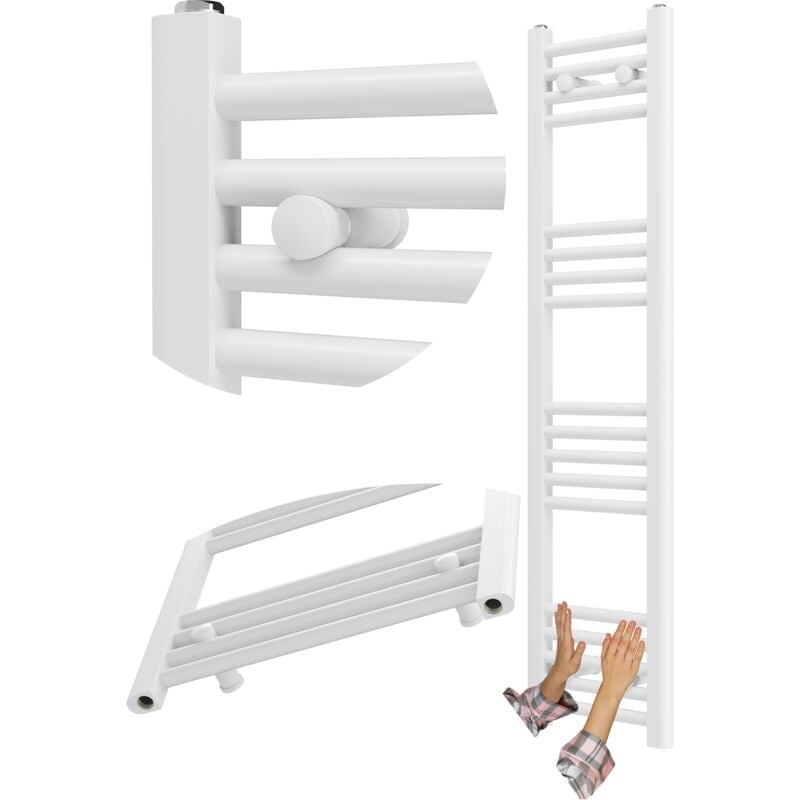 Chauffe salle de bain blanc porte blanche 30x120 cm calorifer 180 raccordement breno 85035964