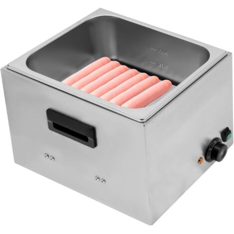 Chauffe-saucisses électrique en acier inoxydable 1300 W Capacité 10 l Chauffe-eau chaude avec régulateur de température (50-300 °C), Cuiseur à saucisses, 39 x 30 x 27 cm