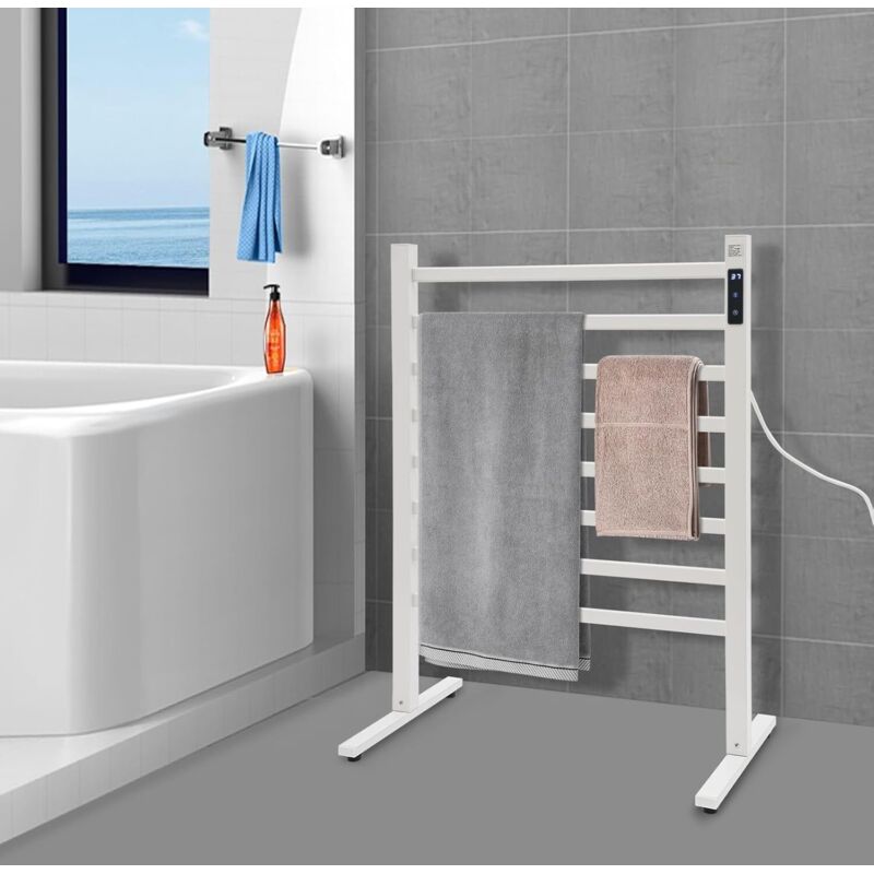 Chauffe-serviettes électrique sur pied 180 W - 45-65 °C - Avec affichage LED intelligent - Charge maximale : 8 à 10 kg - Pour salle de bain, hôtels
