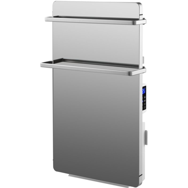 Purline – Sèche-serviette électrique 2000W – Verre trempé miroir – Affichage LED – Dimensions 46x16,5x80 cm – Protection IPX4