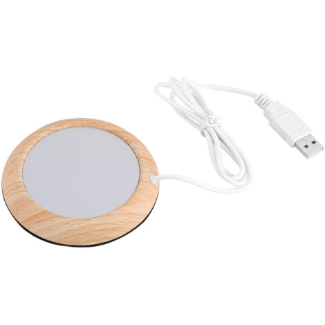 Chauffe-tasse USB à grain de bois - Tapis chauffant pour thé et café, bureau, noir