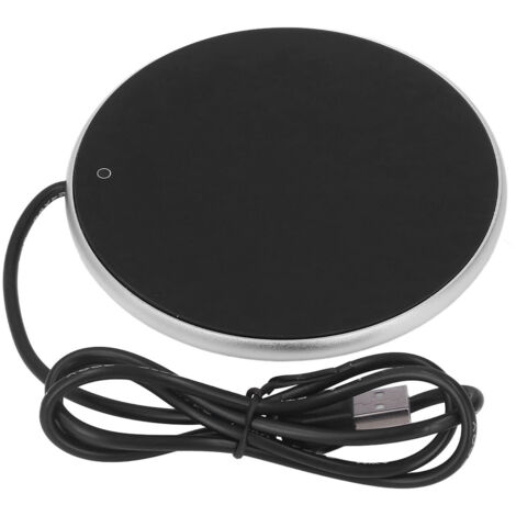 Chauffe-tasse USB portable 55°C, maintien de température, design élégant pour bureau, maison et déplacements, finition argentée