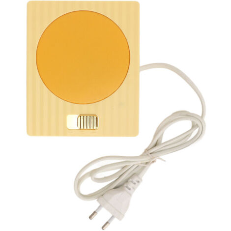 Chauffe-tasses intelligent portable universel à 2 niveaux de température avec thermostat, maintien au chaud et sous-verre chauffant 110/220 V, jaune, prise européenne
