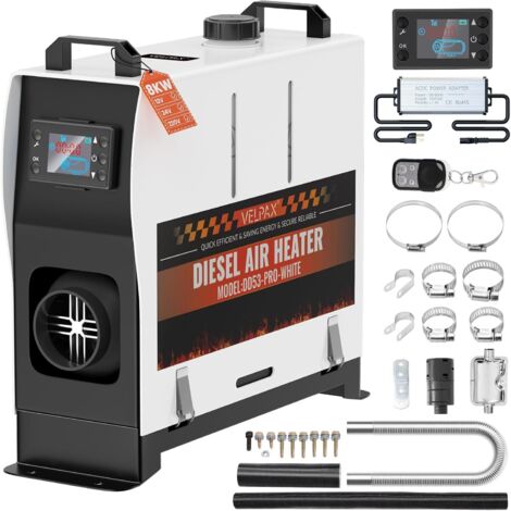Chauffeur Diesel 8KW 110VChauffeur à air Diesel Portable, avec Télécommande Grand écran LCD,Intelligente Télécommande 18-40°CRéglable,pour RV Yacht, Camion, Famille,Bateau,etc