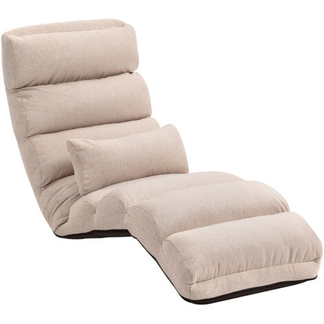 Chauffeuse 1 place fauteuil convertible avec dossier et appui-tête réglables sur 5 positions, 58x119x78cm, beige