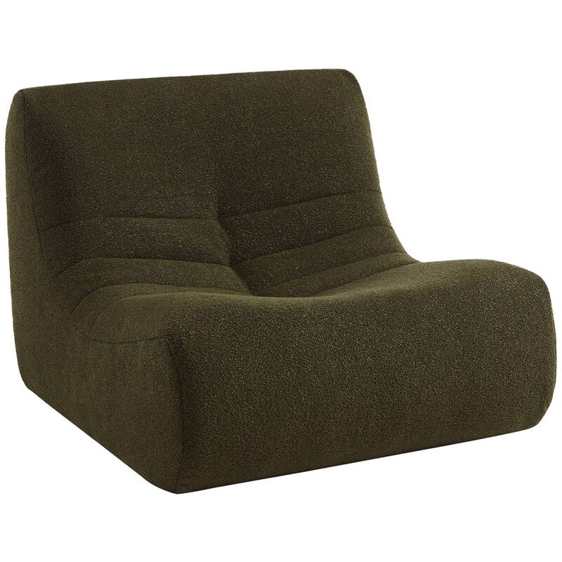 Sweeek - Fauteuil chauffeuse en bouclette texturée kaki foncé style contemporain 1 place