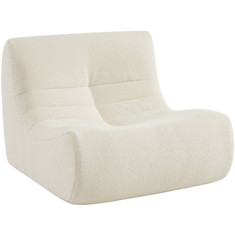 Sweeek - Fauteuil chauffeuse en bouclette texturée blanc style contemporain 1 place