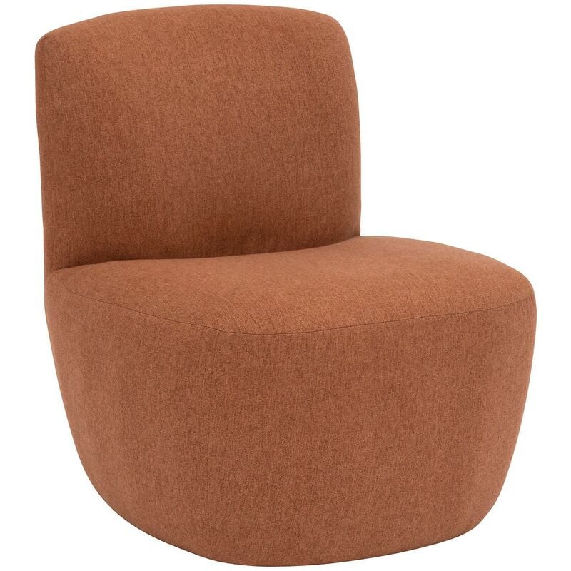 Chauffeuse, canapé avec 1 place en tissu coloris Terracotta et bois - Longueur 65 x Profondeur 71 x Hauteur 68 cm