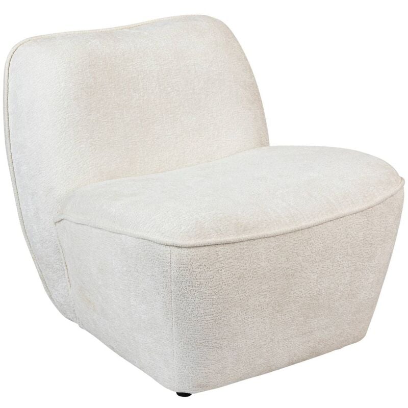 Atmosphera - Fauteuil chauffeuse tissu chenille Blanc