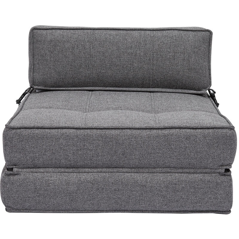 Miliboo – Chauffeuse convertible 1 place en tissu gris – Dimensions L72.5 x P82 x H52 cm – Housse déhoussable – Lit d'appoint L72.5 x P161-185 cm