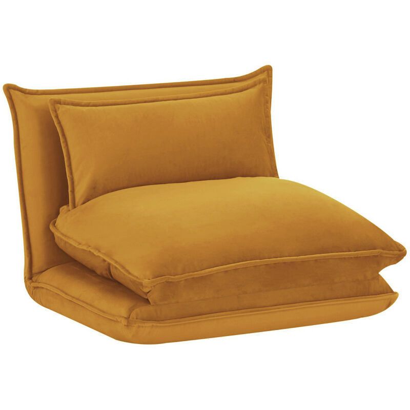 Drawer - Chauffeuse convertible 1 place en velours - Jaune moutarde - nala