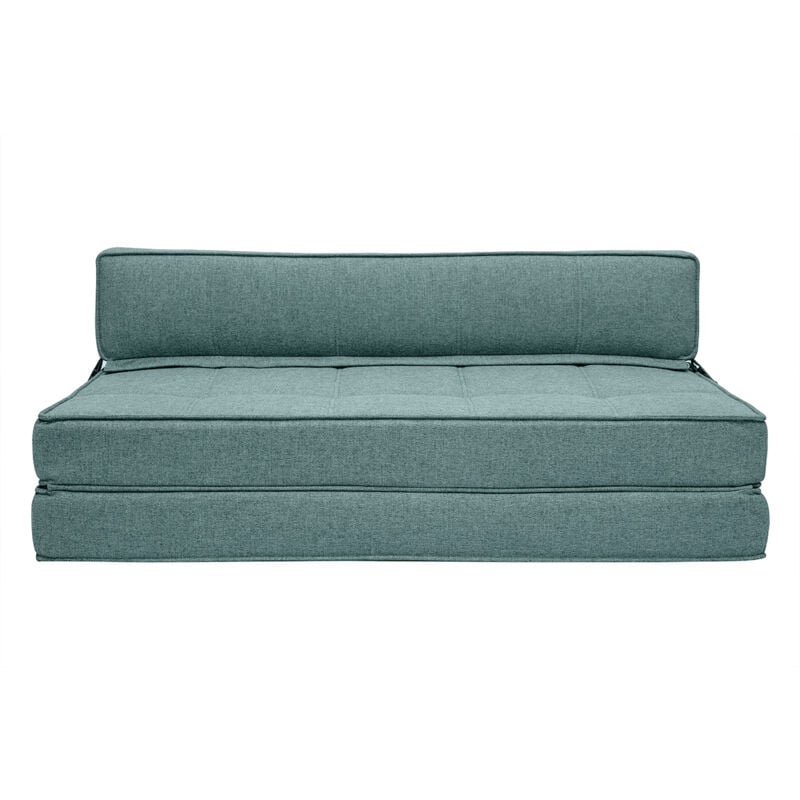 Miliboo - Chauffeuse convertible 2 places en tissu vert de gris katy