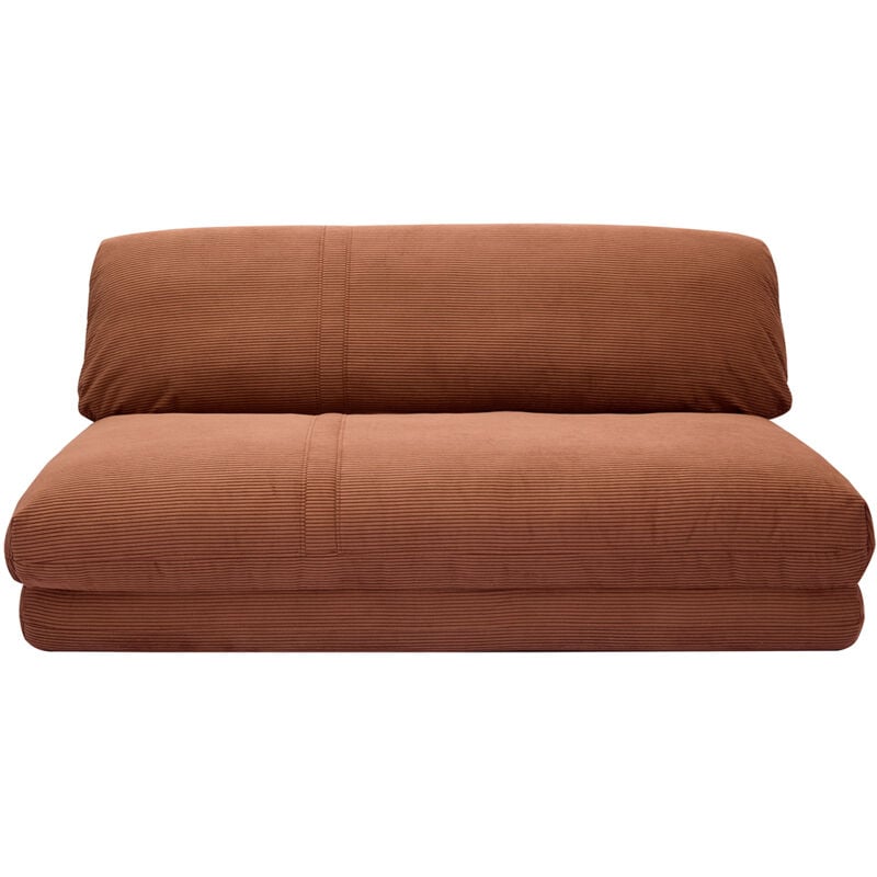 Chauffeuse convertible 2 places en tissu velours côtelé terre brulée SPENCER